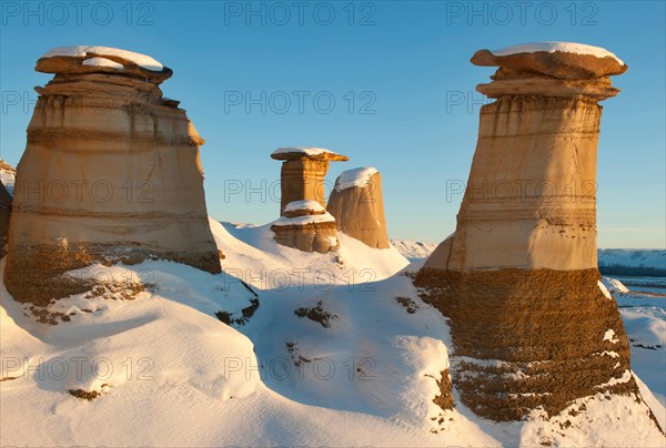 Drumheller Hoodoos, striking eroded badlands of Cretaceous sediments in area famous for dinosaur fossils, Drumheller, Alberta