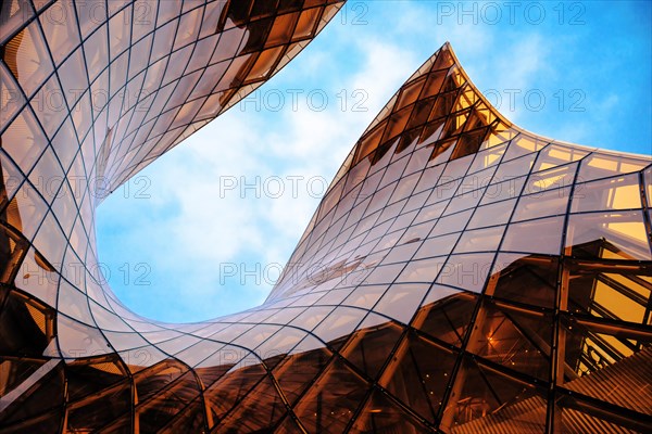 MALMO, SWEDEN - MARCH 08, 2017: Malmo's Emporia Shopping Center modern glass facade. The largest shopping mall in Scandinaviall was designed by archit