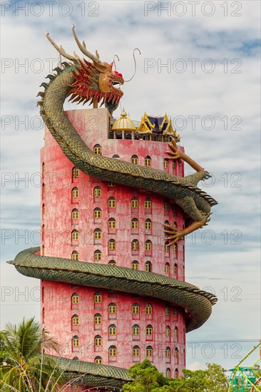 The dragon tower temple, Wat Samphran, in Nakhon Pathom, Bangkok, Thailand