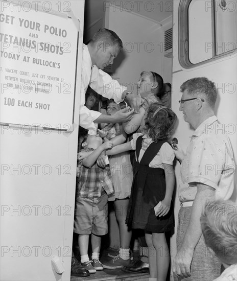 The new polio vaccine is given in Southern California,  ca. 1960.