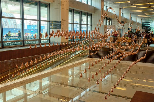 Kinetic Rain Art Sculpture at Singapore Changi Airport.
