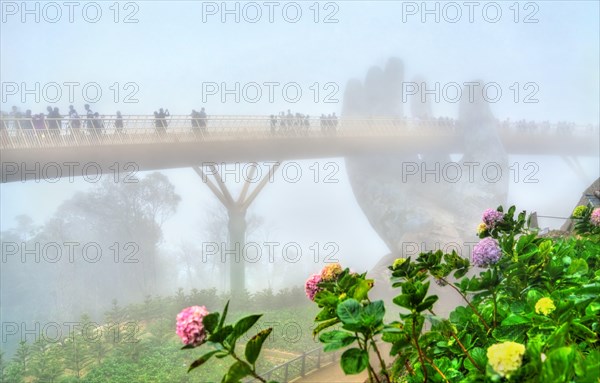 The Golden Bridge, supported by two giant hands, in Vietnam