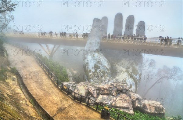 The Golden Bridge, supported by two giant hands, in Vietnam