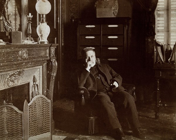 Louis Pasteur in his sitting room. Louis Pasteur (December 27, 1822 - September 28, 1895) was a French chemist and bacteriologist who founded the science of microbiology. Pasture discovered that disease could be caused by bacteria transmitted from person to person (the germ theory of disease). He also developed vaccines for rabies and anthrax. Pasteur also found that lightly heating food and beverages could preserve them from souring.  Undated photograph credited to Dornac et Cie.