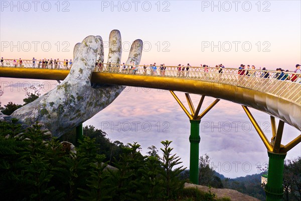 HOI AN TONWLET, DANANG, VIETNAM - FEB. 7, 2019: View of the Golden Bridge in Hoi An.