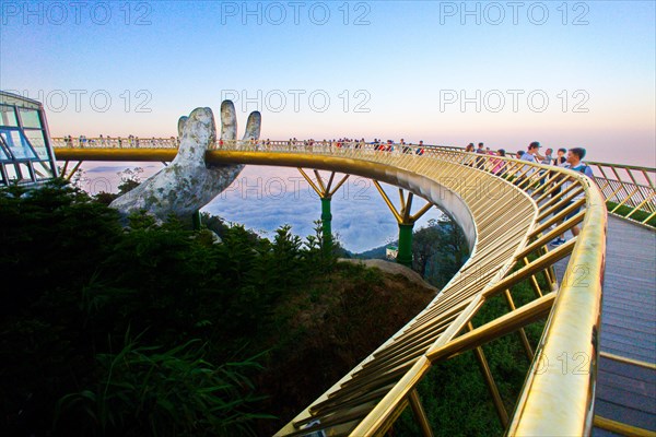 HOI AN TONWLET, DANANG, VIETNAM - FEB. 7, 2019: View of the Golden Bridge in Hoi An.