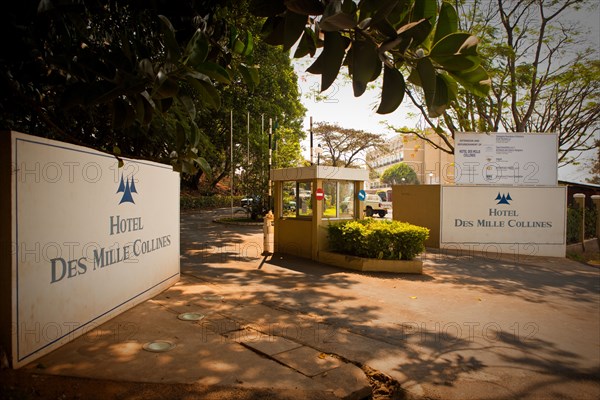 Entrance to the Hotel Des Mille Collines in Kigali, Rwanda.