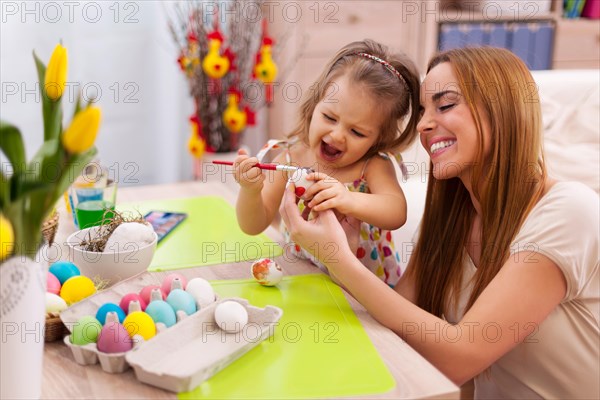 Happy family in easter time. Debica, Poland