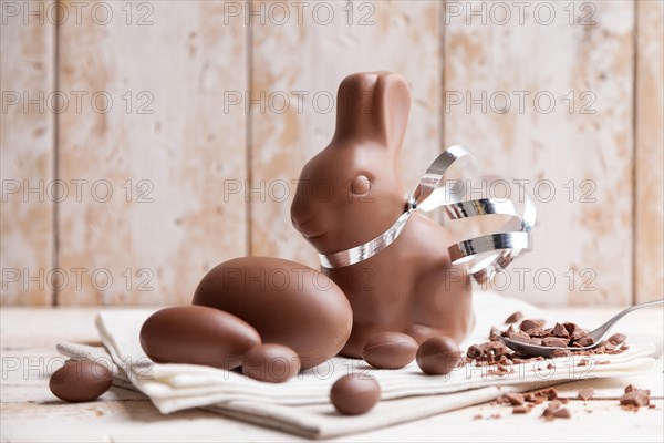 Delicious seasonal chocolate Easter bunny and eggs