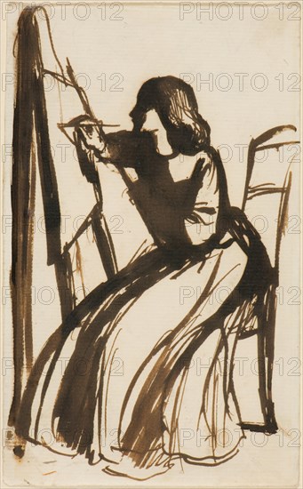 Dante Gabriel Rossetti   Elizabeth Siddal Seated at an Easel