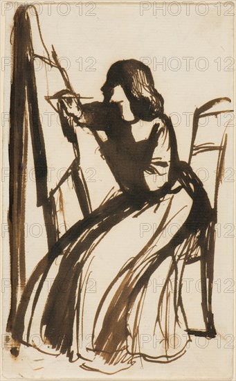 Dante Gabriel Rossetti Elizabeth Siddal Seated at an Easel