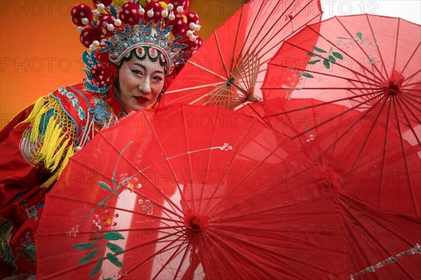 A reconstruction of the Chinese festive carnival of the chinese lunar new year in center of Mosco city, Russia