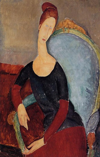 Amedeo Modigliani - Portrait Jeanne Hebuterne Blue Chair 1918
