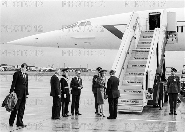 The  Princess of Wales leaving Heathrow by Concorde to Vienna in April 1986.