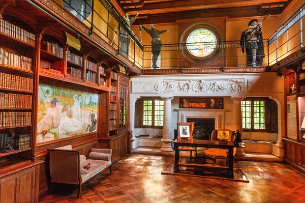 The library of Villa Arnaga at Cambo-les-Bains, home to the poet Edmond Rostand, author of Cyrano de Bergerac; Pays Basque,