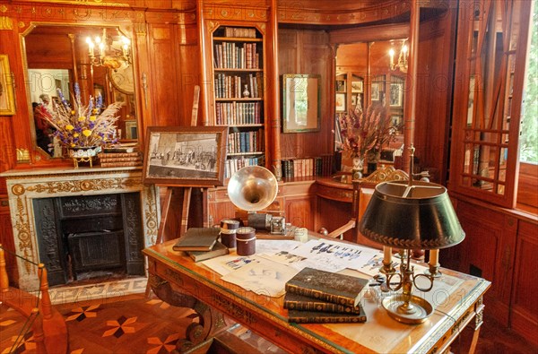 The Empire office desk at Villa Arnaga at Cambo-les-Bains, home to the poet Edmond Rostand, author of Cyrano de Bergerac; Pays Basque,