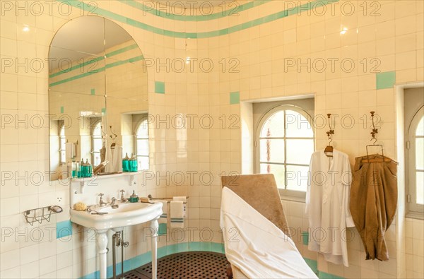 The bathroom of Villa Arnaga at Cambo-les-Bains, home to the poet Edmond Rostand, author of Cyrano de Bergerac; Pays Basque, France