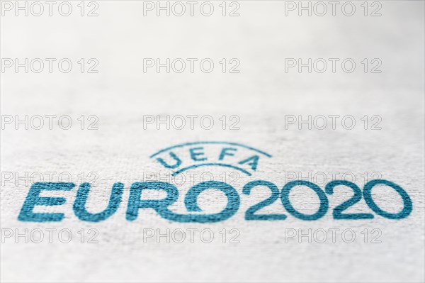 MADRID, SPAIN, JANUARY. 25. 2020: UEFA Euro 2020 text, white edit space