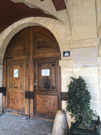 Paris, France - 05.23.2019: Victor Hugo apartment that he rented from 1832 to 1848 at 6 Place Royal, now, Place des Vosges