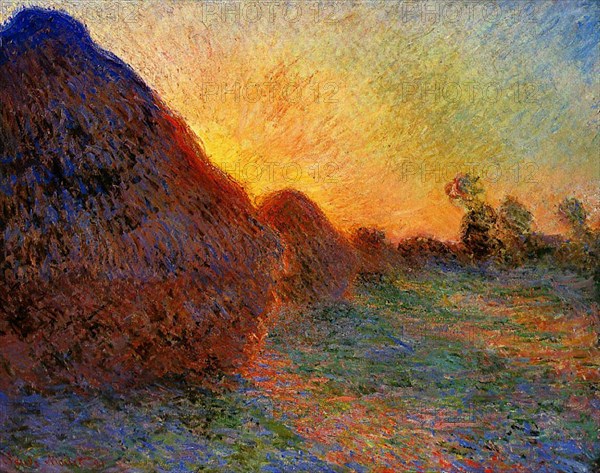 Grainstacks (Haystacks) (1891) Painting by Claude Monet - Very high resolution and quality image