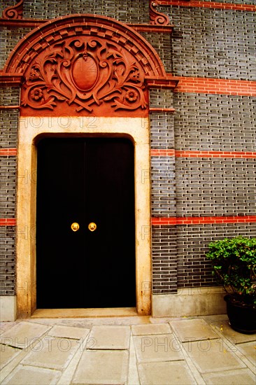 Closed door of a building, Shanghai, China