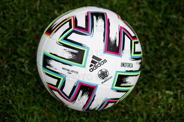 Close up of Adidas Uniforia, official match ball of UEFA European Championship 2020