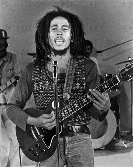 BOB MARLEY (1945-1981) Jamaican reggae musician in  1978