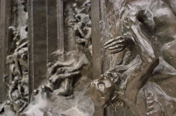Paris, France. Musee Rodin in Rue de Varenne. Detail of The Gates Of Hell in the museum park