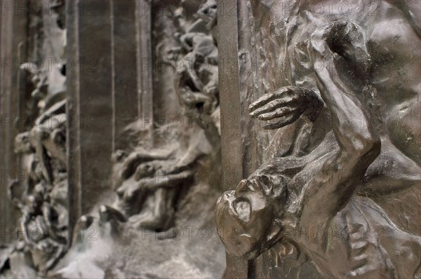 Paris, France. Musee Rodin in Rue de Varenne. Detail of The Gates Of Hell in the museum park
