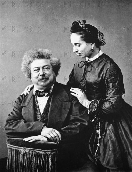 ALEXANDRE DUMAS French writer 1802 to 1870 with wife Marie about 1860. His most famous novel is The Three Musketeers (1844)