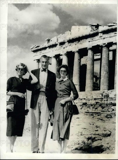 Jun. 09, 1956 - Gary Cooper And Family In Athens.. Screen Star Views The Ruins.. Screen star Gary Cooper - with his wife and daughter - seen during a tour of some of the ancient ruins - soon after their arrival on a five day visit to Athens.