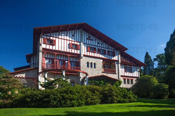 The back of the Arnaga villa (landscaped garden side) built for Edmond Rostand,  at Cambo-les-Bains (France).

.