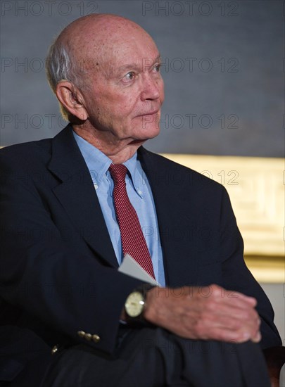 Apollo 11 astronaut and command module pilot Michael Collins during a Congressional Gold Medal ceremony honoring astronauts Neil Armstrong, Buzz Aldrin, John Glenn and Collins in the Rotunda at the US Capitol November 16, 2011 in Washington, DC.