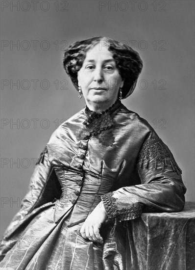 George Sand. Portrait of the French writer, George Sand (Amantine-Lucile-Aurore Dupin: 1804-1876), famous for her affair with the composer Frederic Chopin. Photo by Nadar [Gaspard Félix Tournachon], c.1865.
