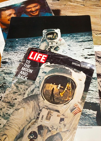 Life Magazine  article on America's Moon Landing 1969, Man on the Moon with Mission commander Neil Armstrong and pilot Buzz Aldrin