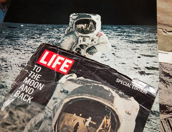 Life Magazine  article on America's Moon Landing 1969, Man on the Moon with Mission commander Neil Armstrong and pilot Buzz Aldrin