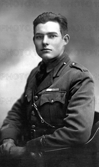 Ernest Hemingway, Ernest Miller Hemingway (1899 – 1961) American novelist. Hemingway in uniform in Milan, 1918
