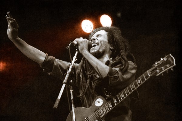 Bob Marley on stage in Drammenshallen, Norway, 1980