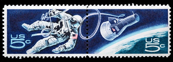 Astronaut, space walk, postage stamp, USA, 1967