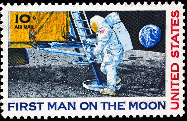 First Man on the Moon, postage stamp, USA, 1969