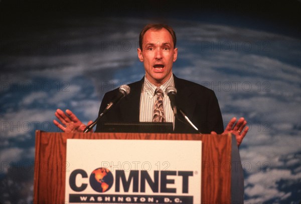 WASHINGTON, DC, USA - FEBRUARY 6, 1997: Timothy Berners-Lee, credited with inventing World Wide Web for internet, testifies before Congress.