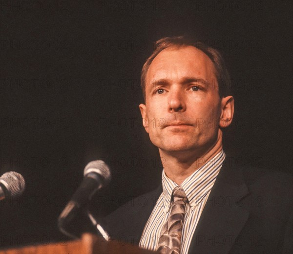 WASHINGTON, DC, USA - FEBRUARY 6, 1997: Timothy Berners-Lee, credited with inventing World Wide Web for internet, testifies before Congress.