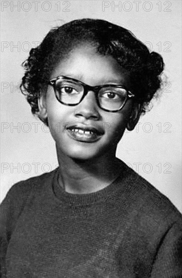 Claudette Colvin (b.1939). Portrait of the pioneer of the 1950s civil rights movement, taken in 1954.  On March 2, 1955, she was arrested at the age of 15 in Montgomery, Alabama, for refusing to give up her seat to a white woman on a crowded, segregated bus. This occurred nine months before the more widely known incident in which Rosa Parks, helped spark the 1955 Montgomery bus boycott.