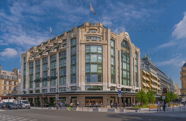 Paris, France - 07 02 2021: La Samaritaine department store. Outside view of the facade from the Pont Neuf