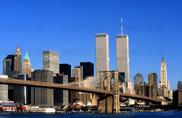New York Manhattan  twin towers Brooklyn Bridge