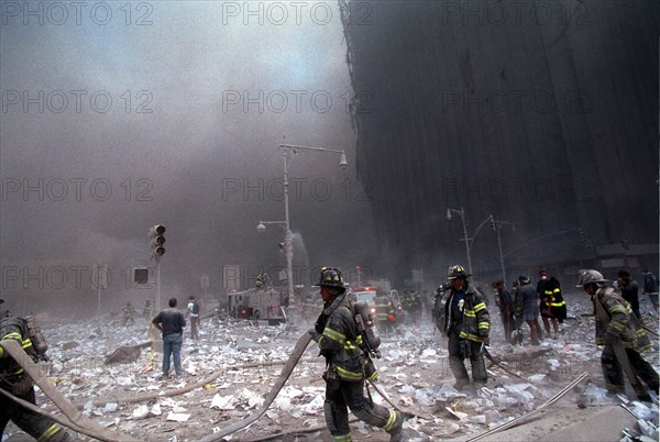 World Trade Center fire/ terrorism September 11, 2001. Liberty and West Streets. (© Richard B. Levine)