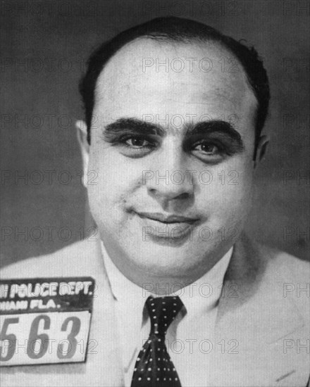 AL CAPONE  (1899-1947) Italian-American gangster in Miami Police photo of 1931