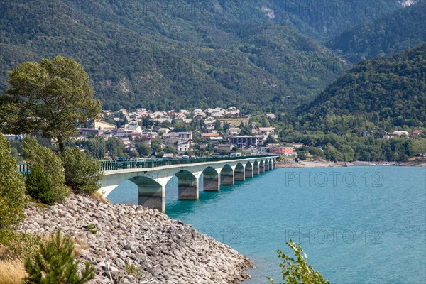 Bridge over the Lac du Serre Poncon, Hautes Alpes, France