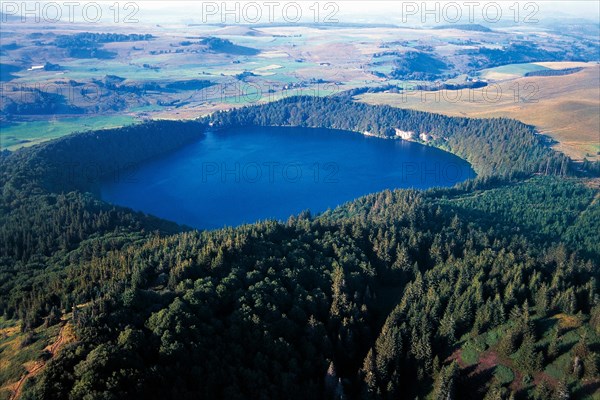 Pavin lake, a crater lake in Puy-de-Dome, Auvergne, France.