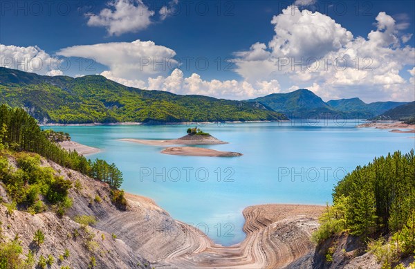 View of lake Serre-Poncon, Alps, France.